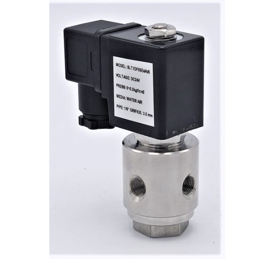 Stainless Steel Solenoid Valve 3/2, G 1/8" DC24V, NC