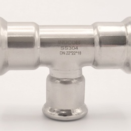 stainless steel T Piece, Press Fittings, reduced F/F/F 22_18_22