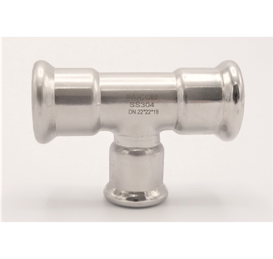 stainless steel T Piece, Press Fittings, reduced F/F/F 22_18_22