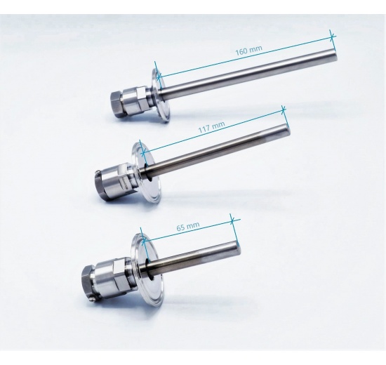 Stainless steel thermometer well | 200 mm (1/2") CLAMP collar 50.5