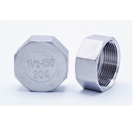 Stainless steel threaded end cap with hexagon 6/4"