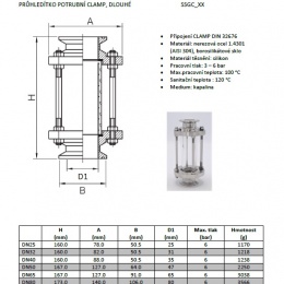 Straight sight glass, Clamp C-C  Long