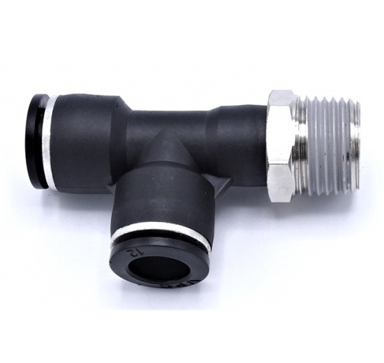 Swivel T-piece, Side Thread, push-in pneumatics fittings