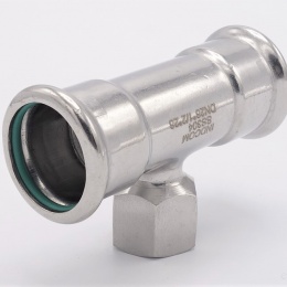 T-kus, lisovací F/F(závit vnitřní)/F 28_1/2"_28, nerezová ocel