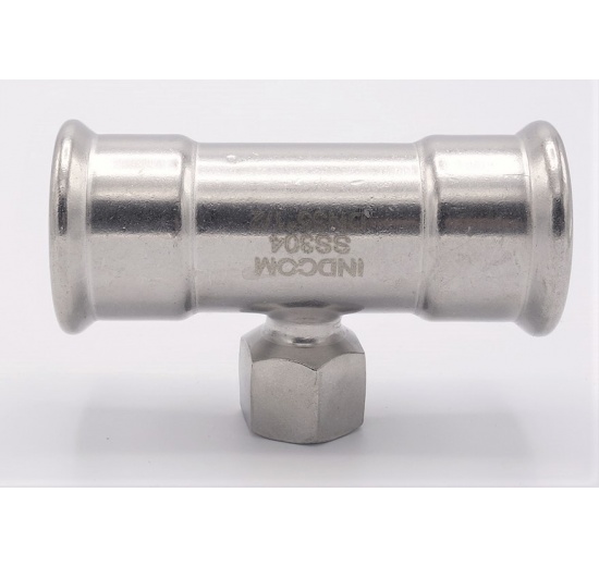 T-kus, lisovací F/F(závit vnitřní)/F 35_1/2"_35, nerezová ocel