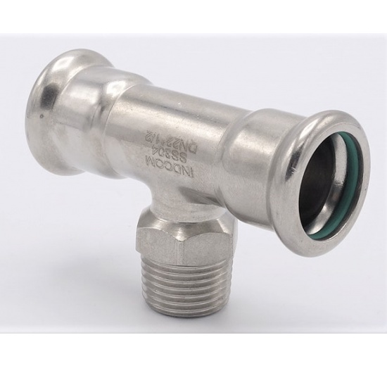 T-kus nerezový, lisovací F/M(závit vnější)/F 22_1/2"_22