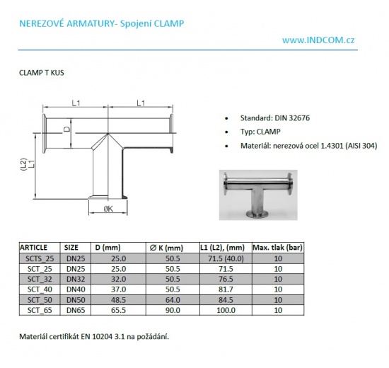T Piece, clamp | DN25