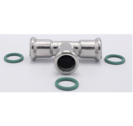 T Piece, Press Fittings, F/F/F 15 mm, stainless steel