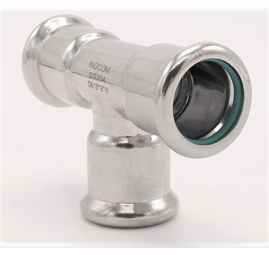 T Piece, Press Fittings, F/F/F 18 mm, stainless steel