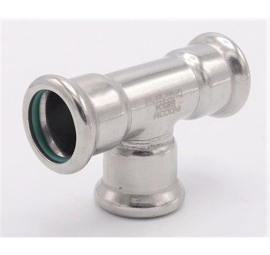 T Piece, Press Fittings, F/F/F 22 mm, stainless steel