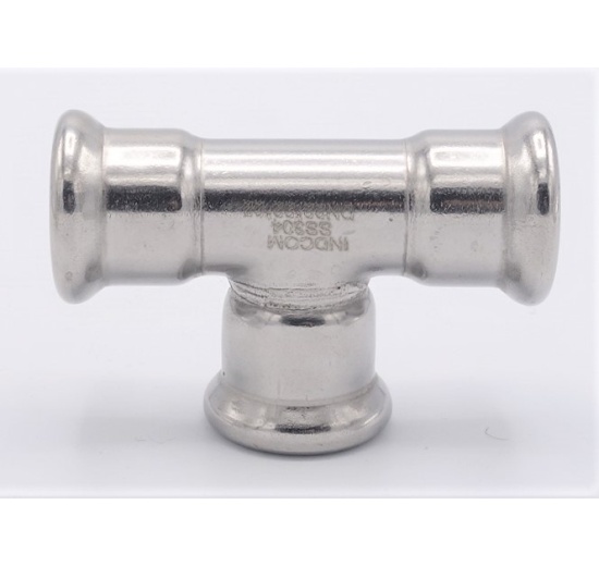 T Piece, Press Fittings, F/F/F 22 mm, stainless steel
