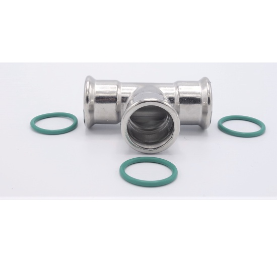T Piece, Press Fittings, F/F/F 28 mm, stainless steel