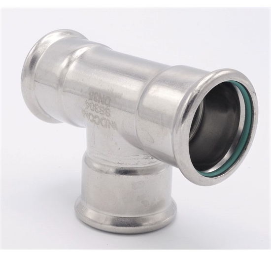 T Piece, Press Fittings, F/F/F 35 mm, stainless steel