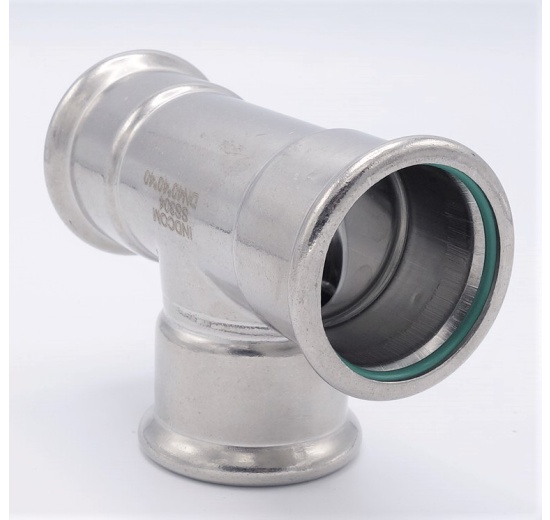T Piece, Press Fittings, F/F/F 42 mm, stainless steel