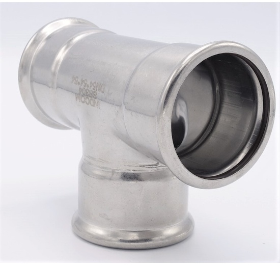 T Piece, Press Fittings, F/F/F 54 mm, stainless steel