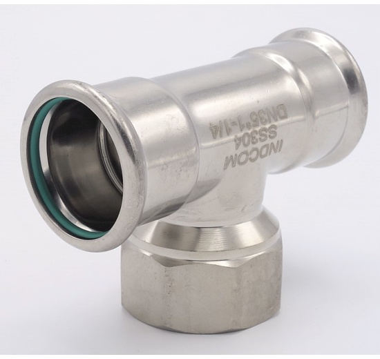 T Piece, Press Fittings F/F(internal thread) /F 35_1 1/4"_35 stainless steel