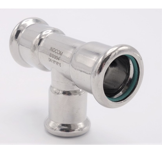 T Piece, Press Fittings, reduced F/F/F 18_15_18, material stainless steel