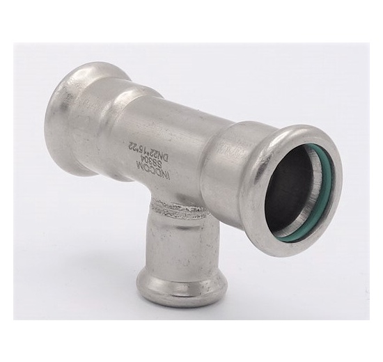 T Piece, Press Fittings, reduced F/F/F 22_15_22, stainless steel