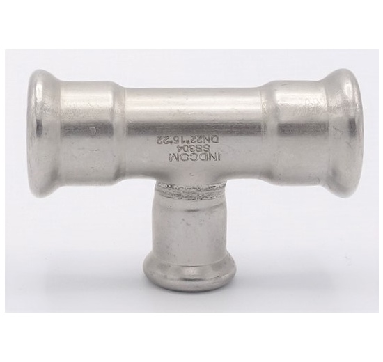 T Piece, Press Fittings, reduced F/F/F 22_15_22, stainless steel