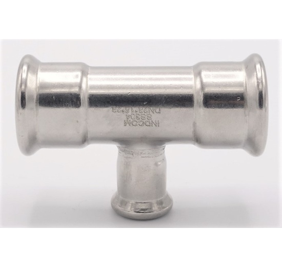 T Piece, Press Fittings, reduced F/F/F 28_15_28, stainless steel