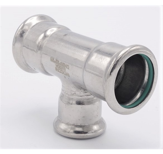 T Piece, Press Fittings, reduced F/F/F 28_22_28, material stainless steel