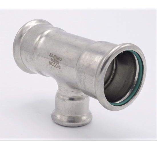 T Piece, Press Fittings, reduced F/F/F 35_22_35, material stainless steel