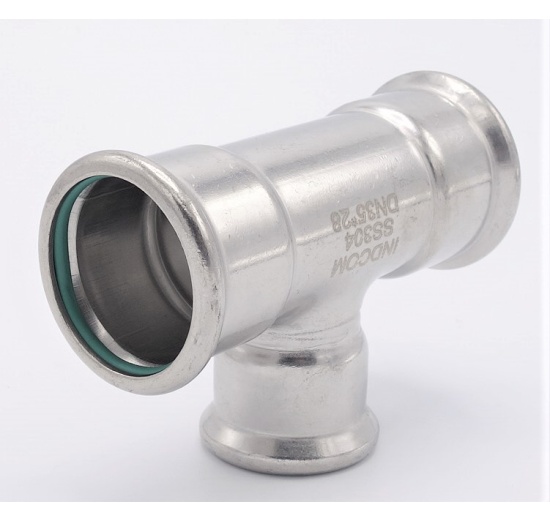 T Piece, Press Fittings, reduced F/F/F 35_28_35, material stainless steel