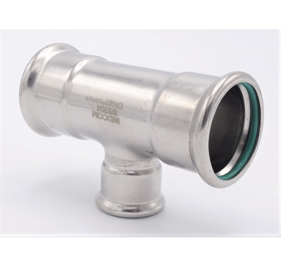 T Piece, Press Fittings, reduced F/F/F 42_28_42, stainless steel