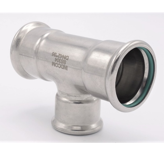 T Piece, Press Fittings, reduced F/F/F 42_35_42, stainless steel