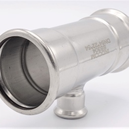 T Piece, Press Fittings, reduced F/F/F 54_22_54, stainless steel