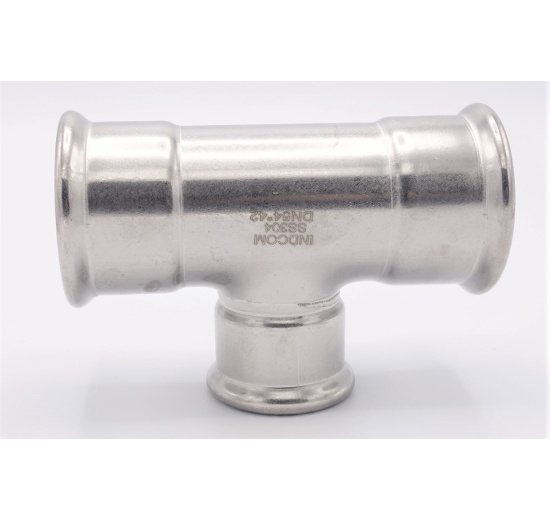 T Piece, Press Fittings, reduced, F/F/F  54_42_54, material stainless steel