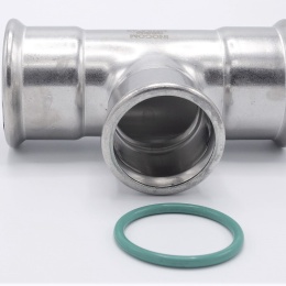 T Piece, Press Fittings, reduced, F/F/F 54_42_54, stainless steel