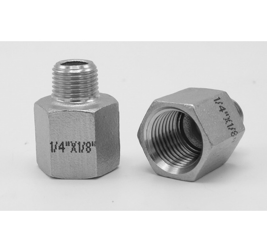Threaded reducer M/F / with hexagon / type 324 female/male, 1/4"x1/8"