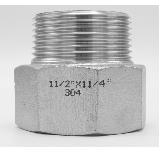 Threaded reducer M/F / with hexagon / type 324 female/male, 6/4"x5/4", stainless steel