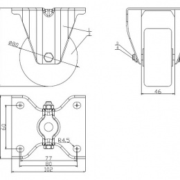 Transport caster 80mm stainless steel
