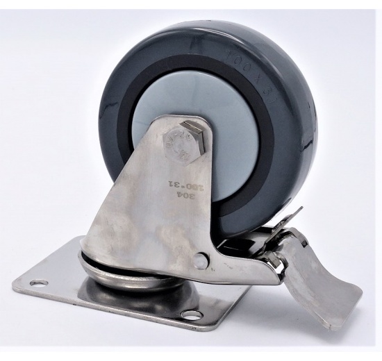 transport caster with brake