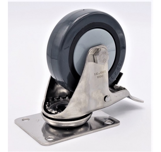 Transport caster with brake