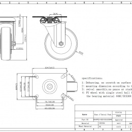 Transport casters, swivel, stainless steel, diameter 100mm