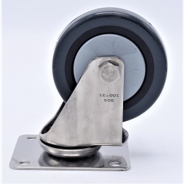 Transport casters, swivel, stainless steel, diameter 100mm