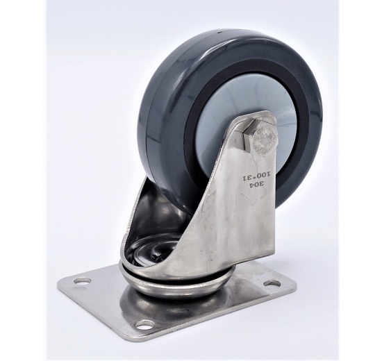 Transport casters, swivel, stainless steel, diameter 100mm