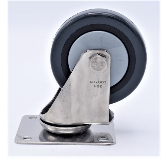 Transport casters, swivel, stainless steel, diameter 100mm