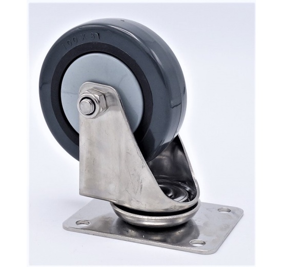 Transport casters, swivel, stainless steel, diameter 100mm