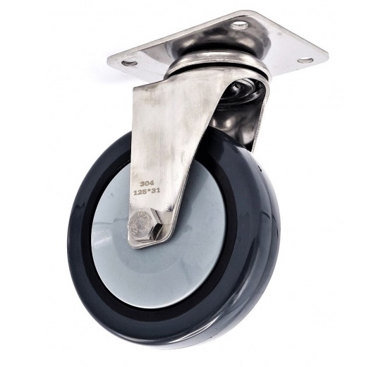 Transport Casters, swivel, stainless steel, diameter 125 mm
