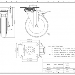 transport casters, swivel, stainless steel, diameter 125mm