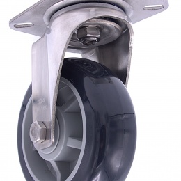 Transport casters, swivel, stainless steel, diameter 150 mm