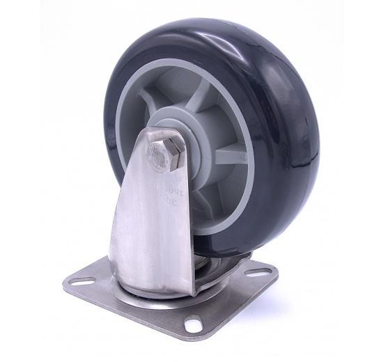 Transport casters, swivel, stainless steel, diameter 150 mm