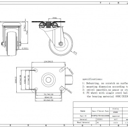 Transport Casters, swivel, stainless steel, diameter 75 mm