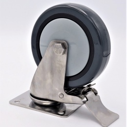 Transport Casters, swivel, with brake, stainless steel, diameter 125 mm