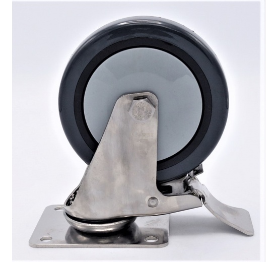 Transport Casters, swivel, with brake, stainless steel, diameter 125 mm