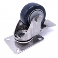 Transport casters, swivel, with brake, stainless steel, diameter 75 mm
